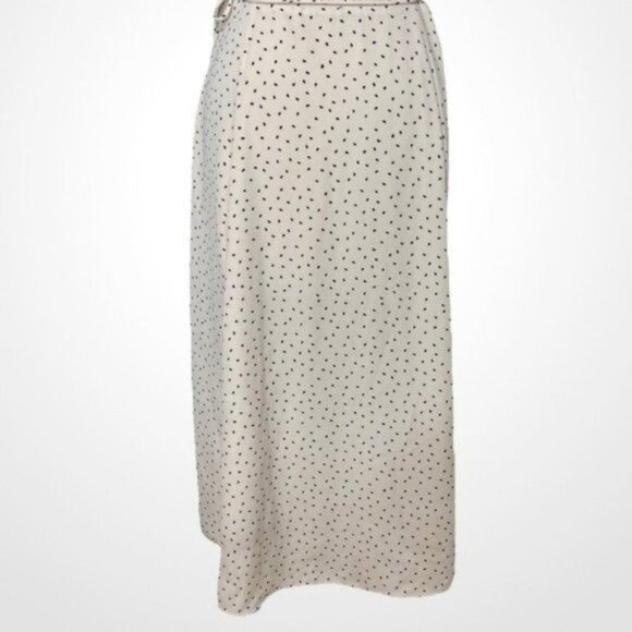 Everly Cream Polka Dot Print Midi Wrap Dress Large - Picture 7 of 9